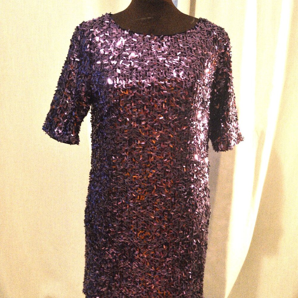 Purple sequin Racheal Roy mini dress